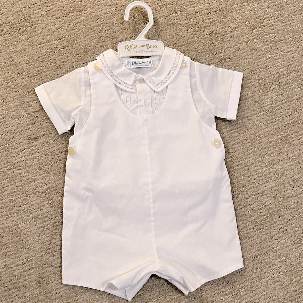 Feltman Bros hand embroidered infant shortall (3month)